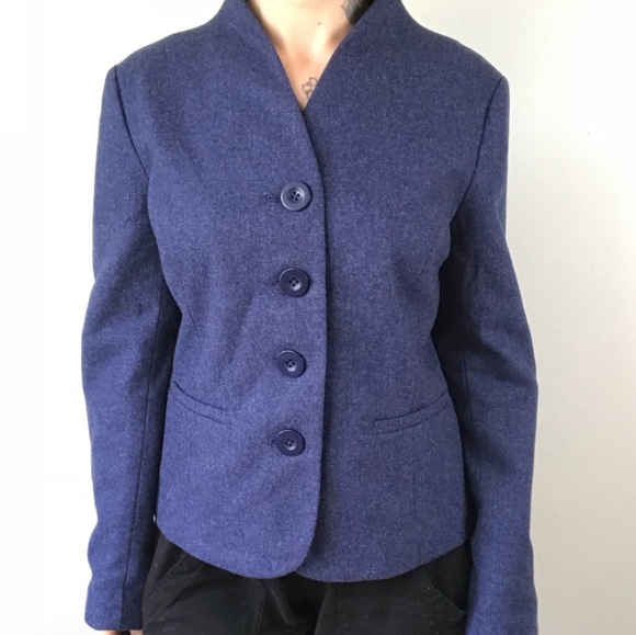 Orvis Wool Stand Collar Button Front Lined Blazer Jacket NWOT - Picture 2 of 15